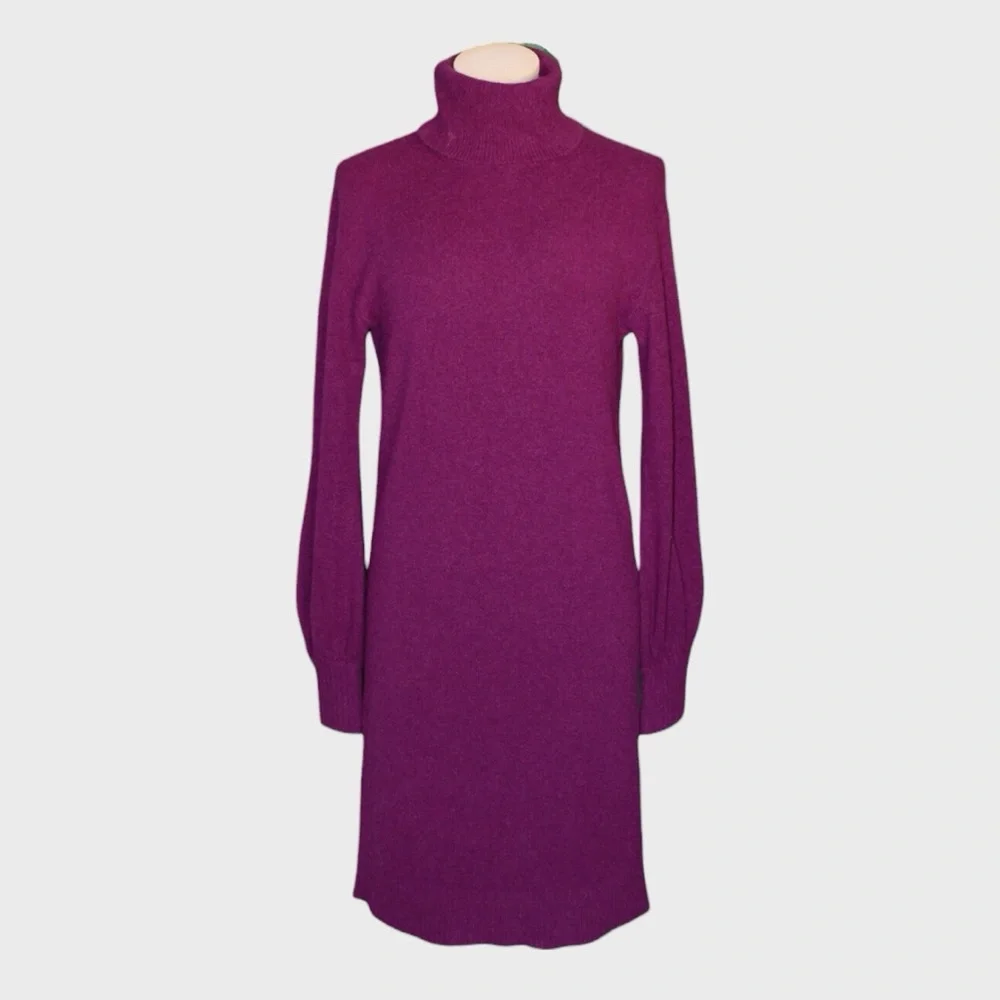 J Crew Purple Turtleneck Sweater Dress Long Balloon Sleeve‎
